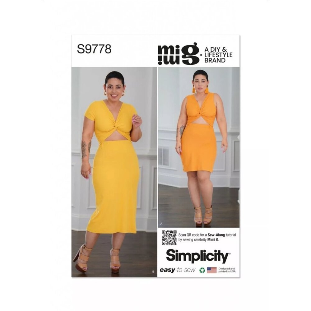Simplicity 9778 Pattern Dress Twist Front Knit Cutout Mini Midi Sizes 8-16 New